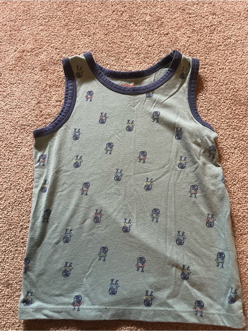 Cat & Jack Light Green Tank Top with Navy Trim